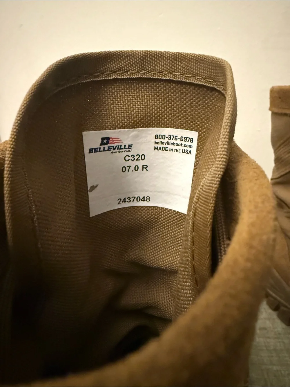 Belleville C320 Hot Weather Coyote Brown Military Combat Boots Men’s Size 7R US